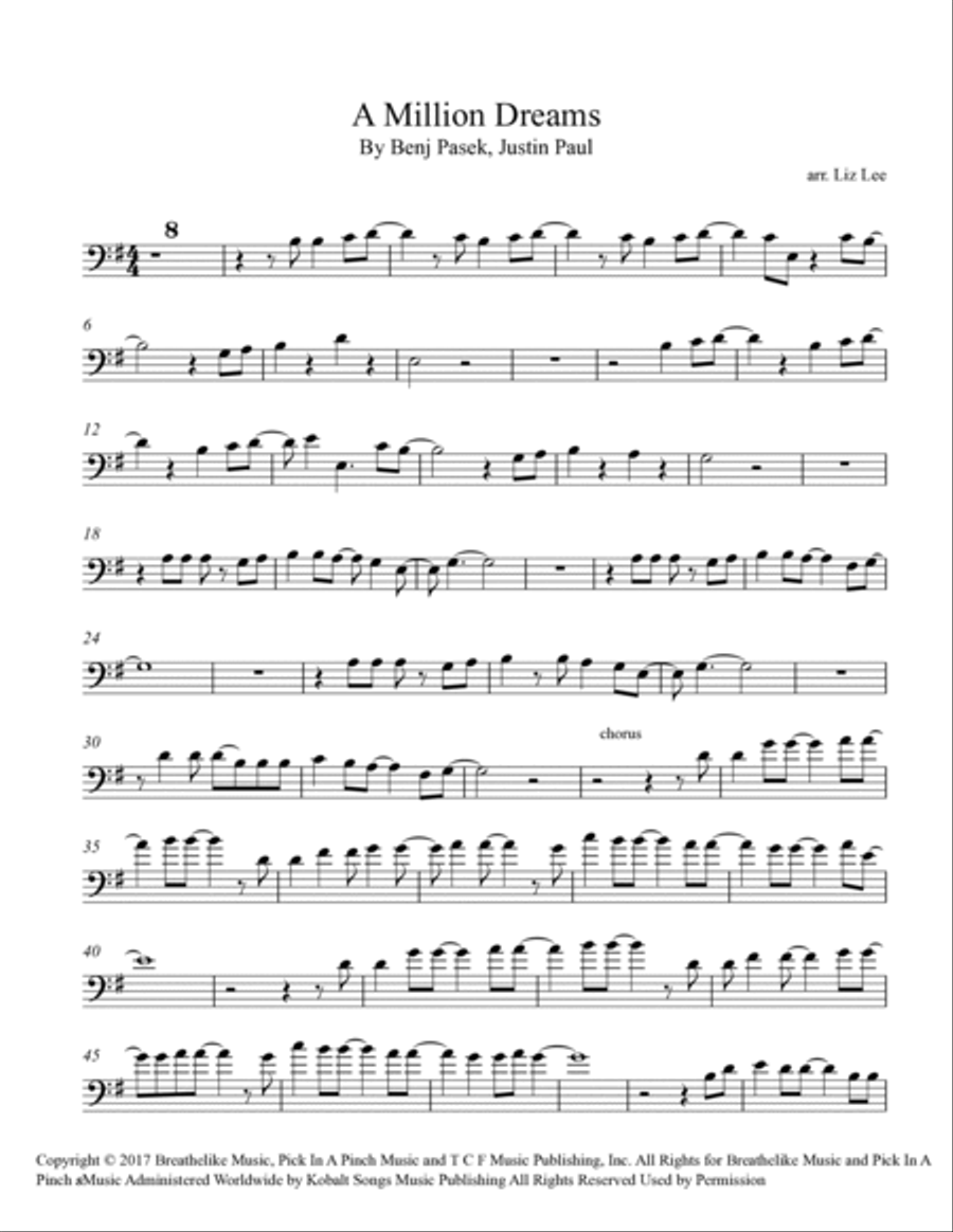 A Million Dreams Cello Solo scores gallery preview page 2