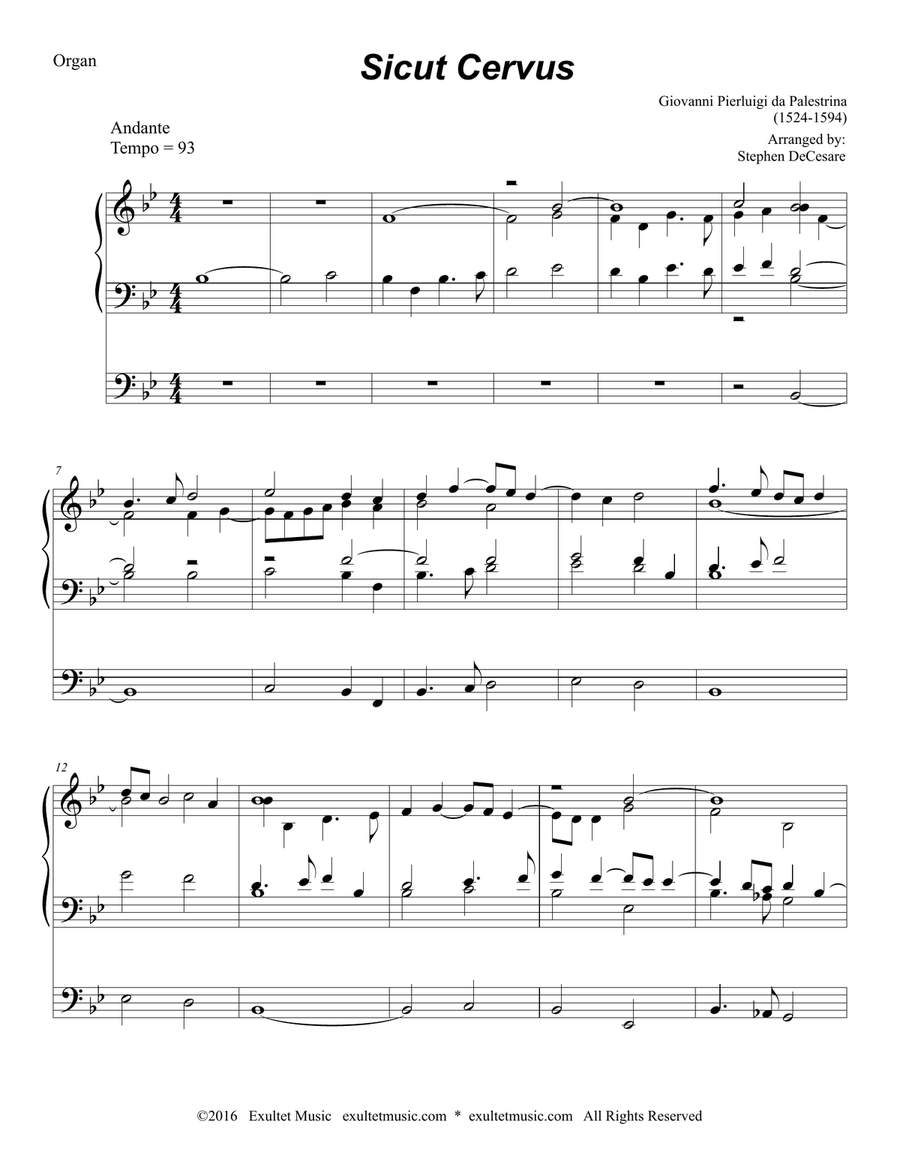 Sicut Cervus (Brass Quartet and Organ) Brass Quartet scores gallery preview page 6