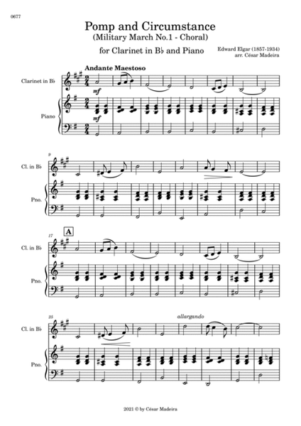 Pomp and Circumstance No.1 - Bb Clarinet and Piano (Full Score) image number null