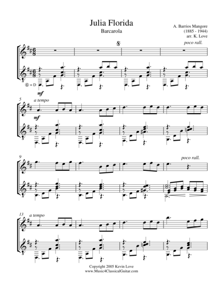 Julia Florida - Barcarola (Oboe and Guitar) - Score and Parts image number null