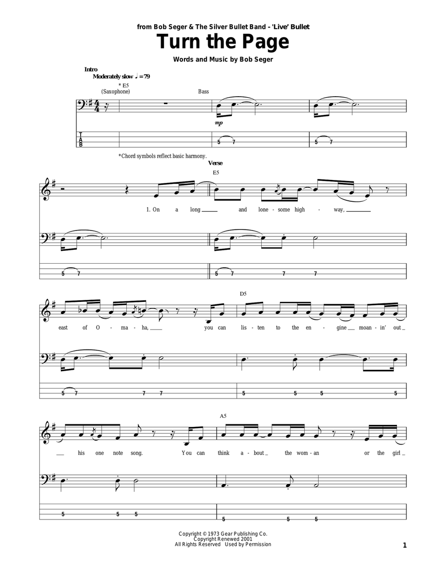 Turn The Page Acoustic Guitar scores gallery preview page 1