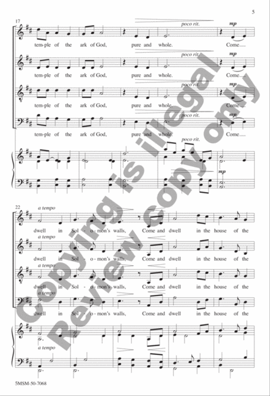 Come Dwell in Solomon's Walls 4-Part scores gallery preview page 4