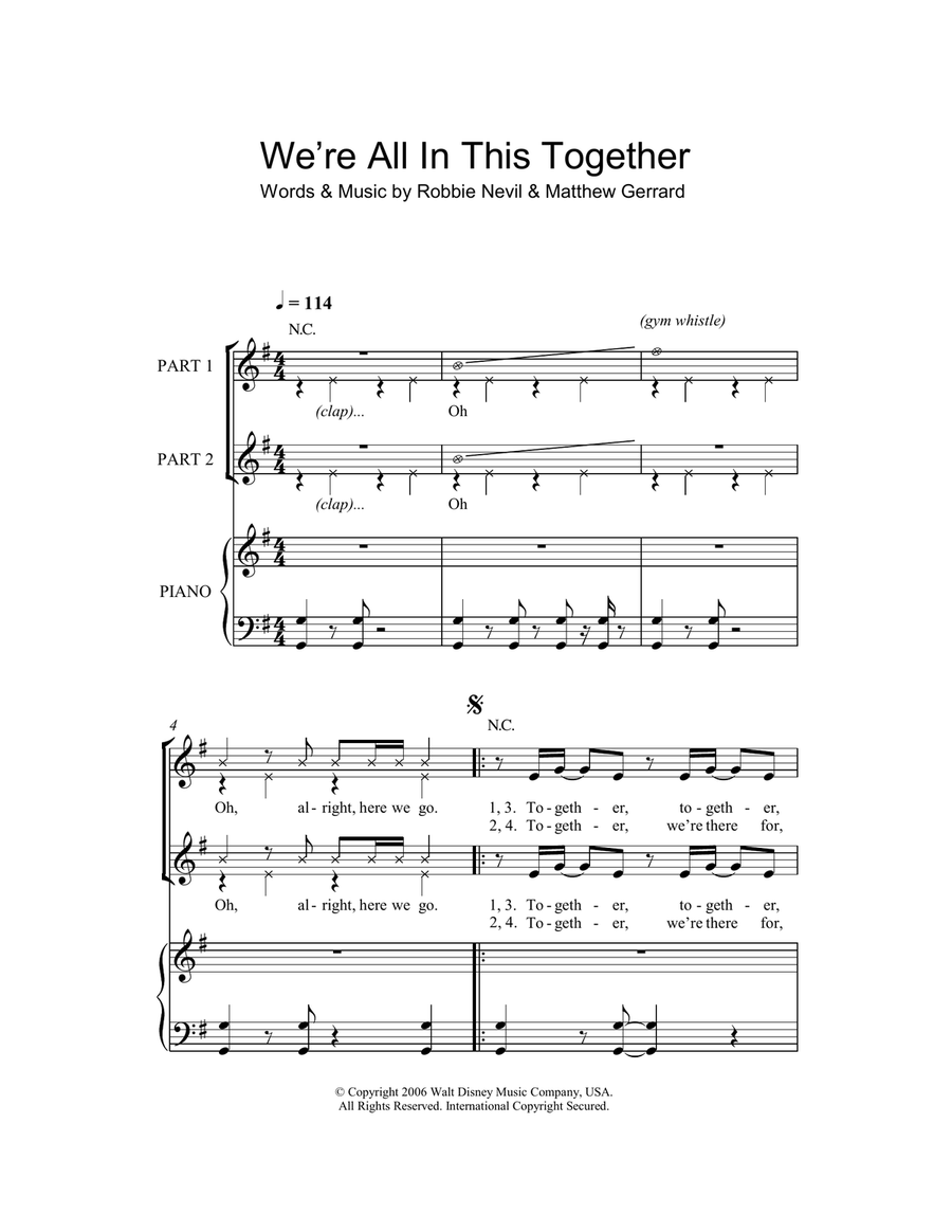 We're All In This Together (from High School Musical) (arr. Rick Hein) 2-Part scores gallery preview page 1