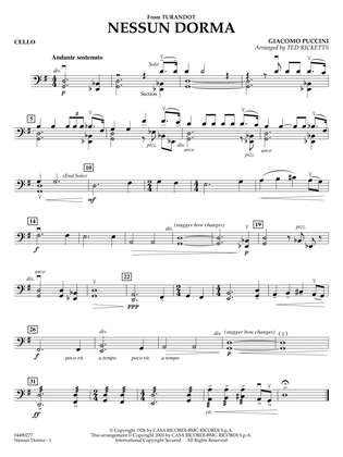 Nessun Dorma (from Turandot) (arr. Ted Ricketts) - Cello
