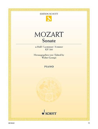 Book cover for Sonata in A Minor, KV 310
