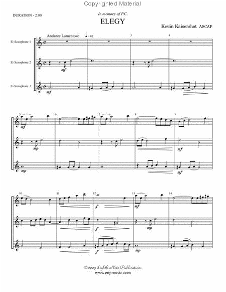 Elegy Alto Saxophone scores gallery preview page 2