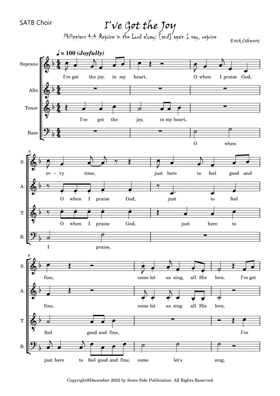 I've Got the Joy I've Got the Joy 4-Part scores gallery preview page 1