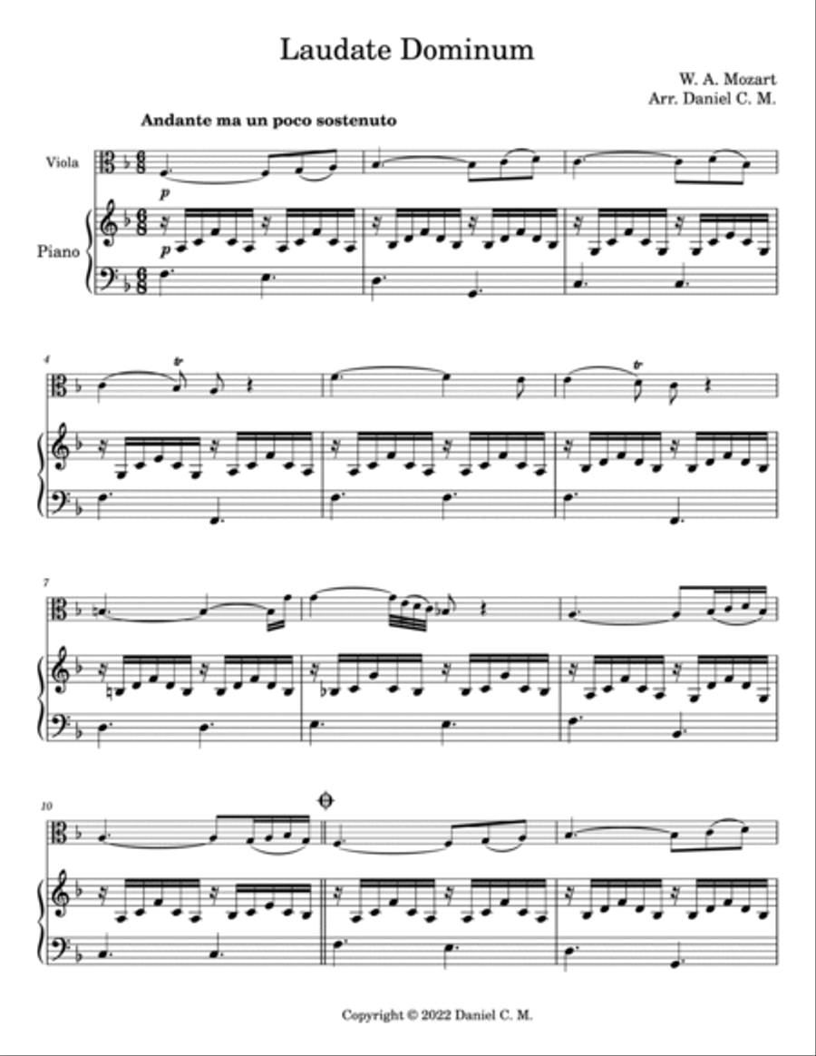 Laudate Dominum for viola and piano Piano scores gallery preview page 2