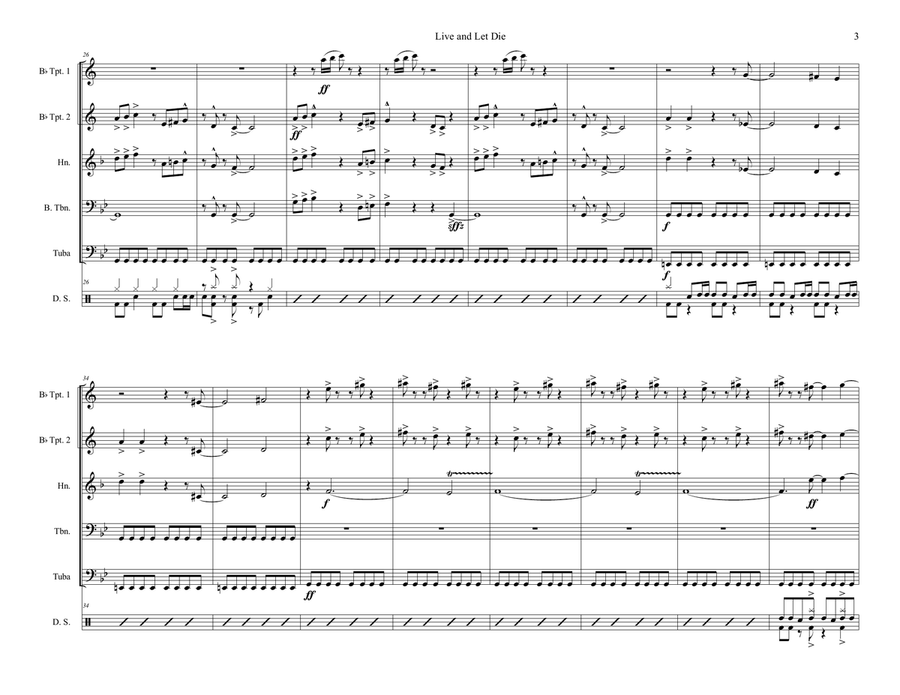 Live And Let Die Brass Quintet scores gallery preview page 3