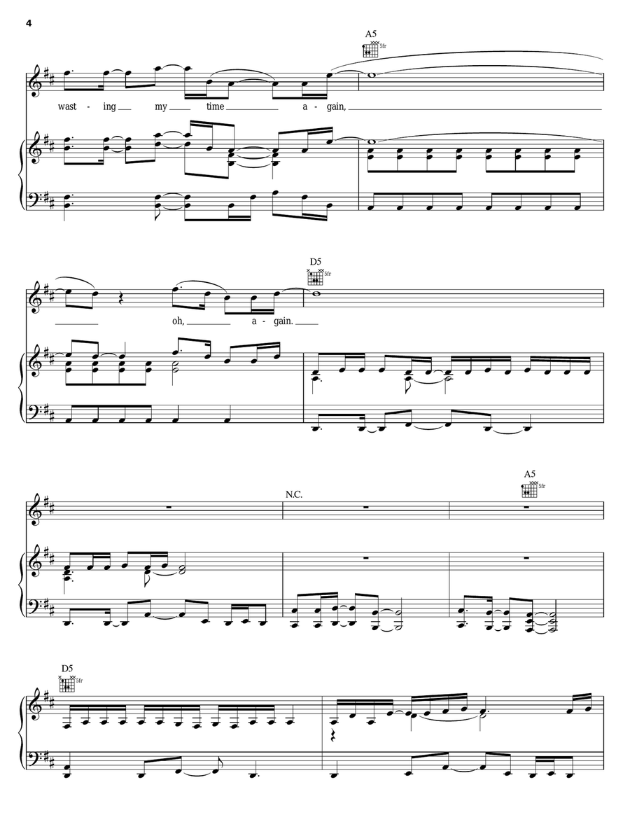 Wasting My Time Piano, Vocal, Guitar scores gallery preview page 4