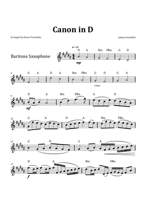 Canon by Pachelbel - Baritone Saxophone & Chord Notation