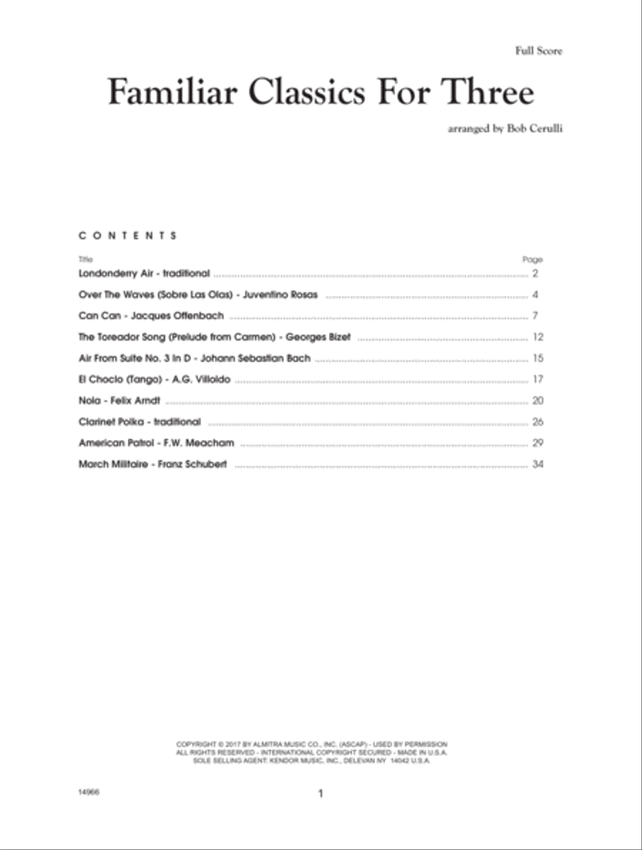 Familiar Classics For Three School and Community scores gallery preview page 2