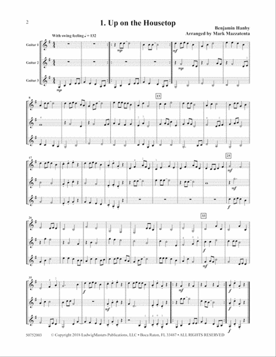 Ten Christmas Trios for Intermediate Guitarists Guitar Ensemble scores gallery preview page 2