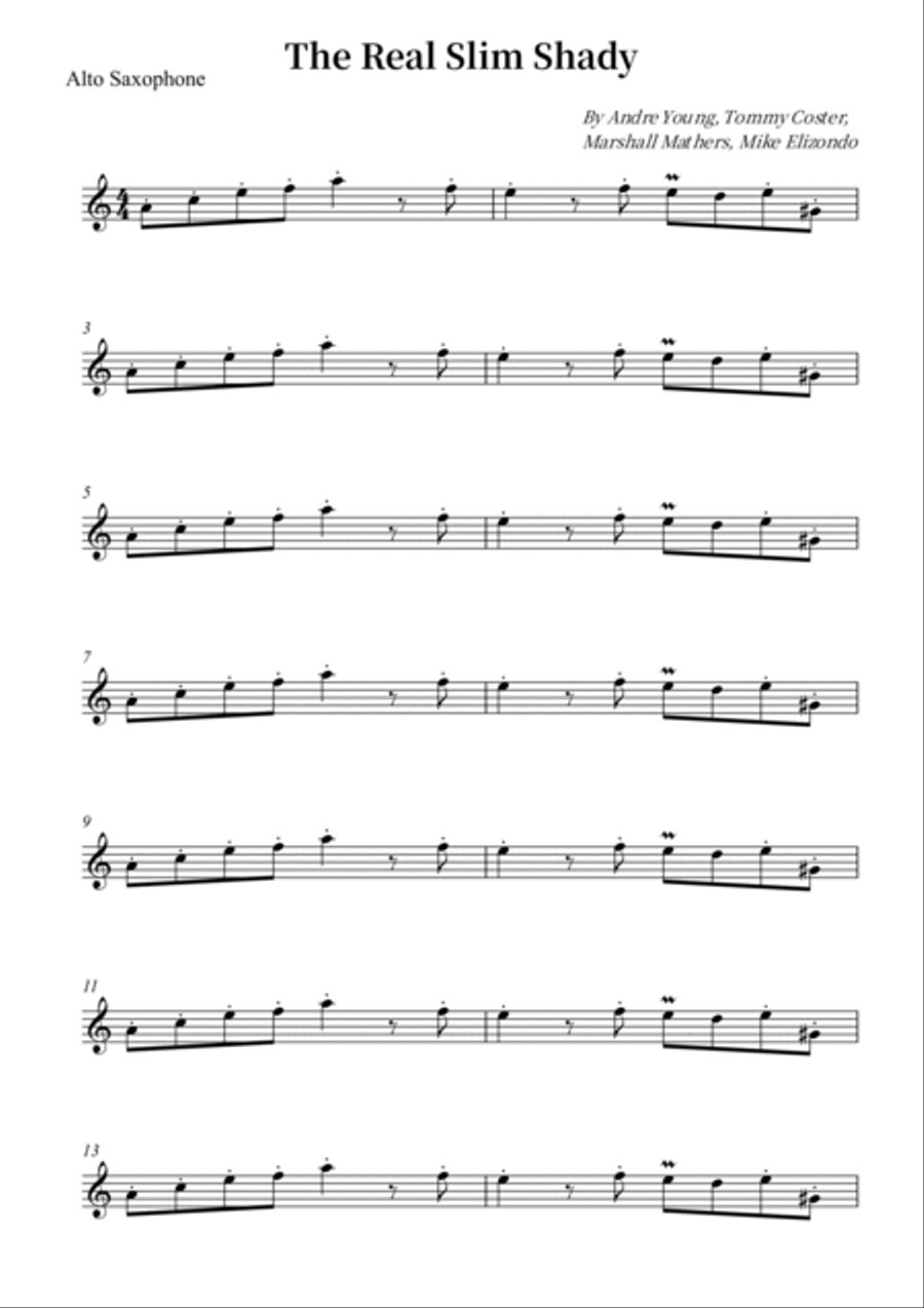 The Real Slim Shady Alto Saxophone scores gallery preview page 6