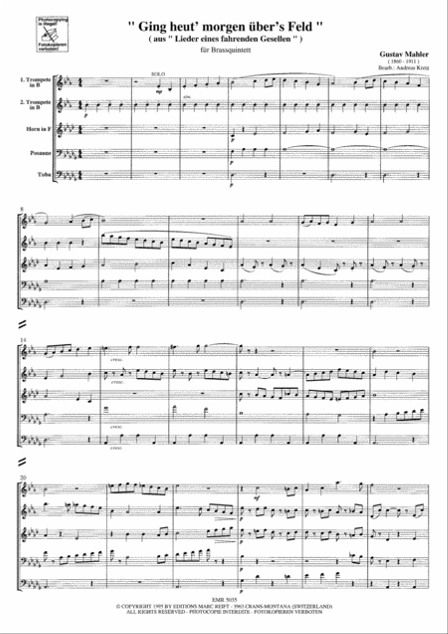 Ging heut' morgen uber's Feld Brass Quintet scores gallery preview page 4