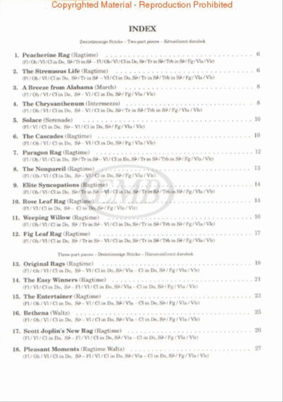 Ragtimes for Chamber Ensemble Chamber Orchestra scores gallery preview page 2