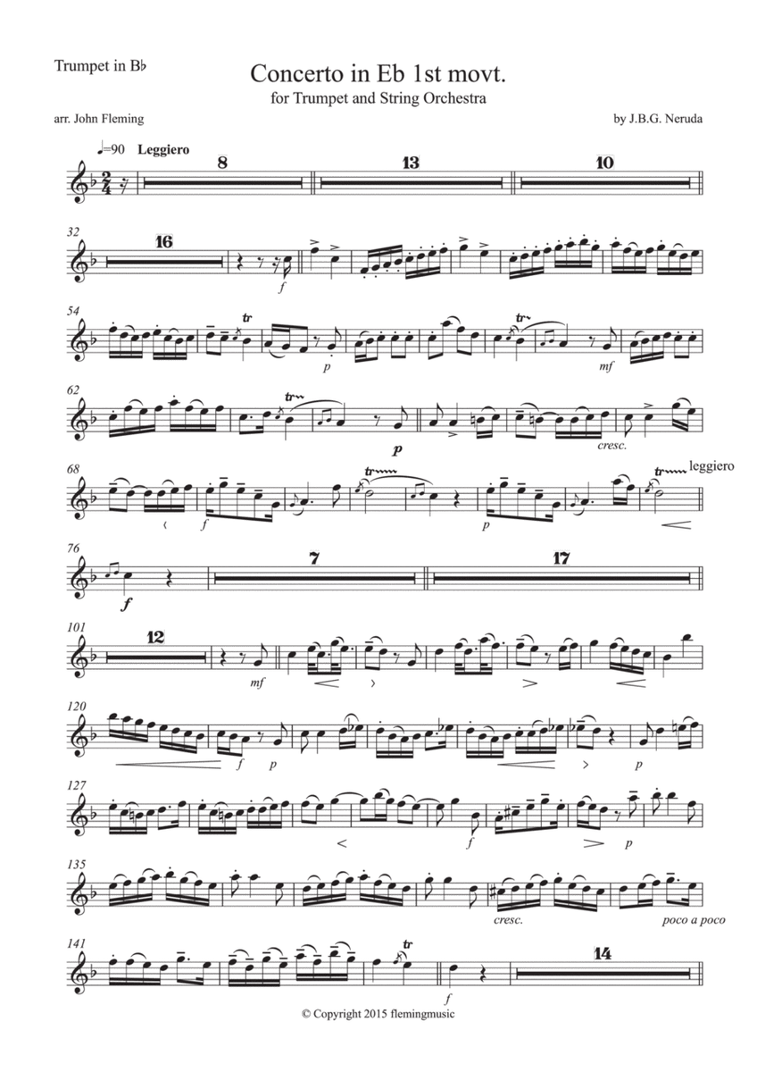 Neruda Trumpet Concerto in Eb (trumpet parts for Bb trumpet)