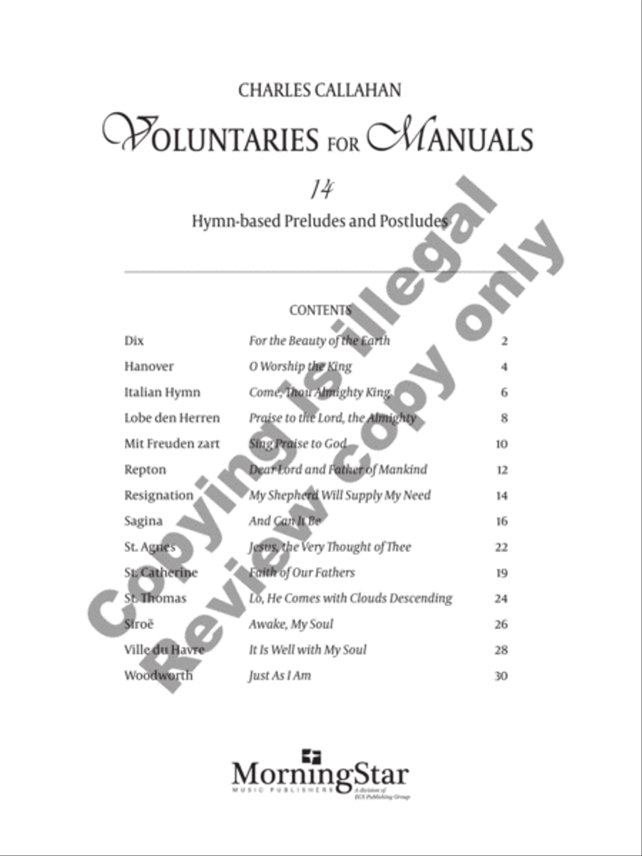 Voluntaries for Manuals: 14 Hymn-based Preludes and Postludes image number null