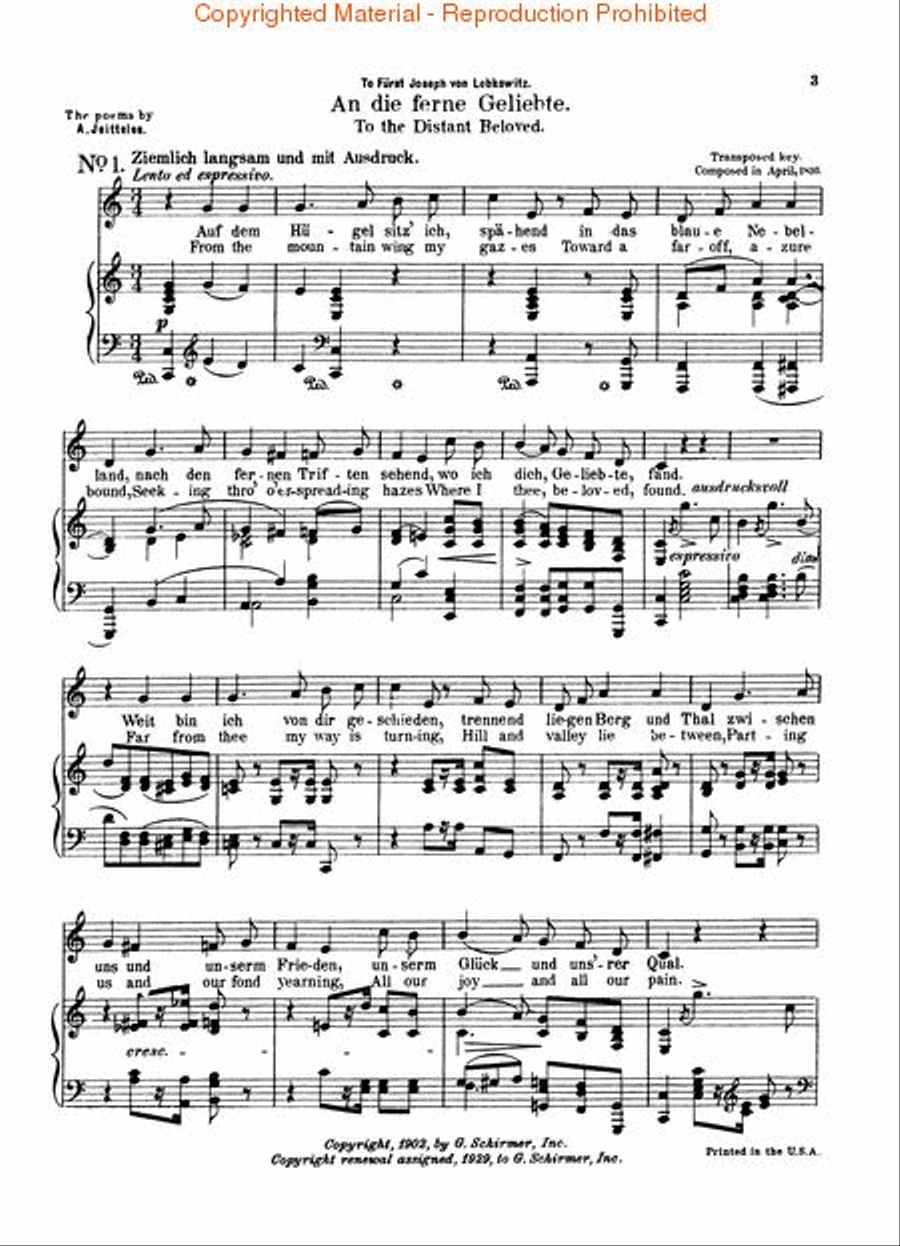 An die ferne Geliebte (To the Distant Beloved), Op. 98