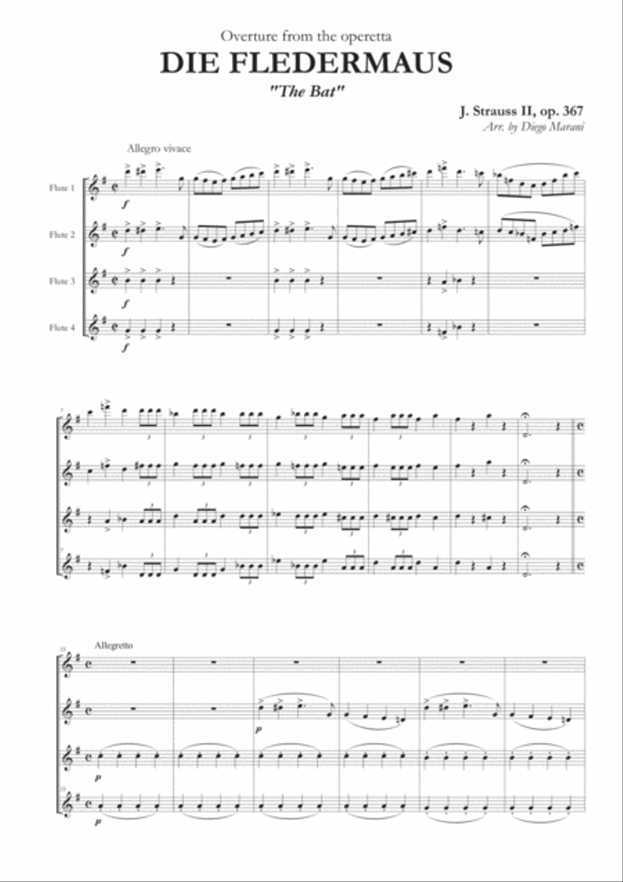 Overture from "The Bat" for Flute Quartet image number null