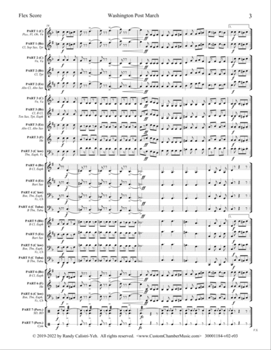 Sousa Washington Post March (Flexible Ensemble) Small Ensemble scores gallery preview page 6