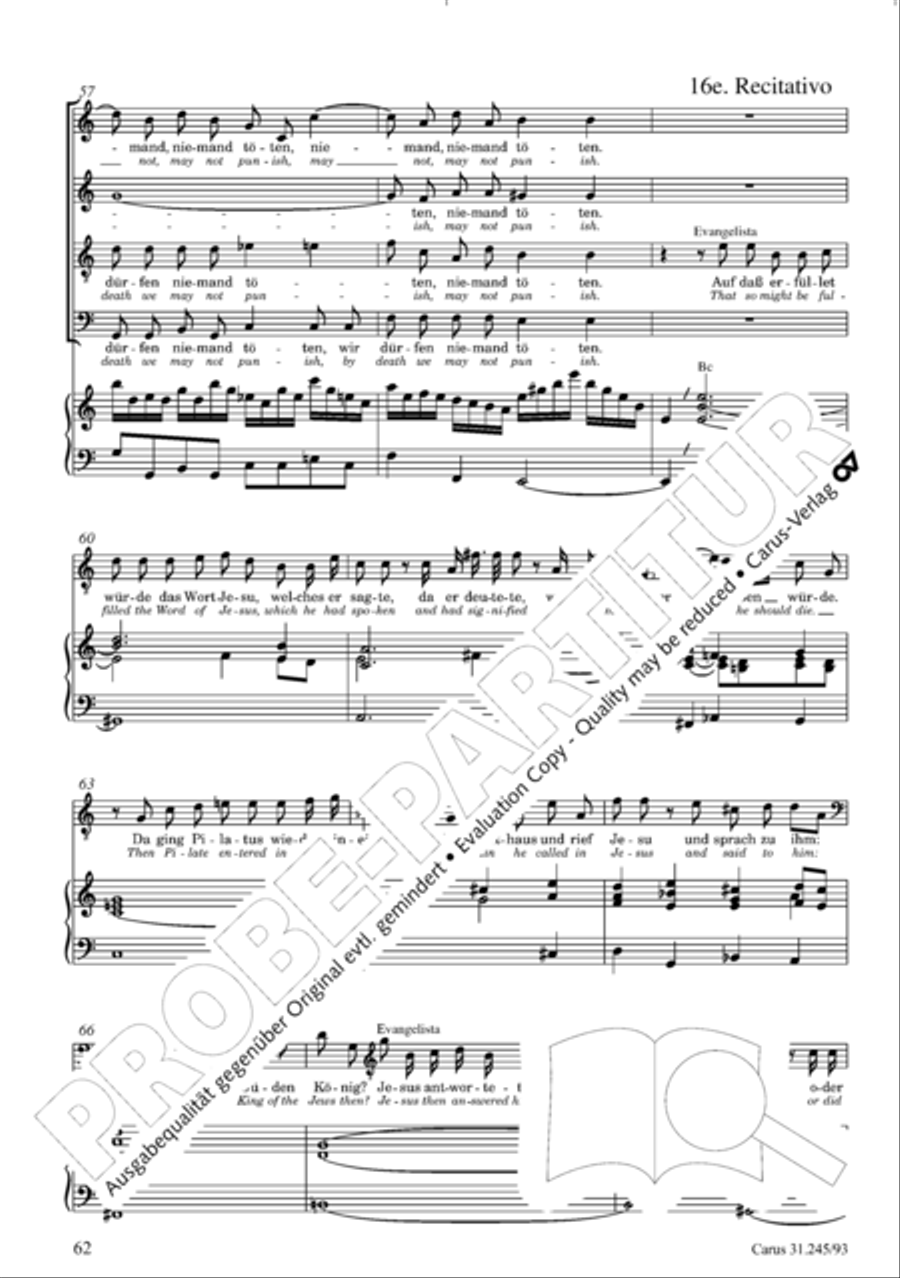 St. John Passion (Johannes-Passion) 4-Part scores gallery preview page 63