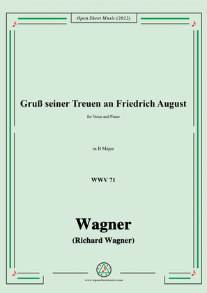Book cover for R. Wagner-Gruß seiner Treuen an Friedrich August,WWV 71,in B Major