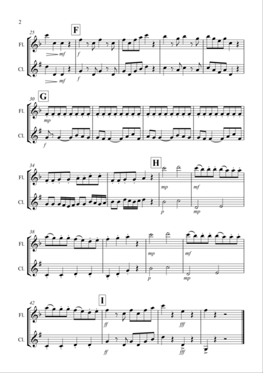 Eine Kleine Nachtmusik (1st movement) for Flute and Clarinet Duet Woodwind Duet scores gallery preview page 2
