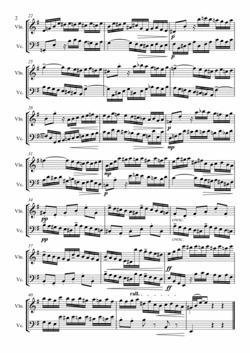 Bach - Toccata - Fugue in E Minor BWV855 - String Duo ( Violin, Cello ) image number null