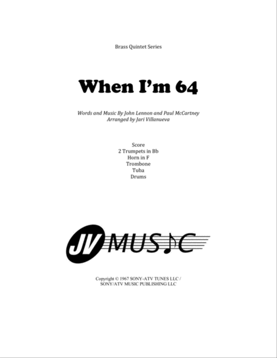 When I'm Sixty-four Brass Ensemble scores gallery preview page 1