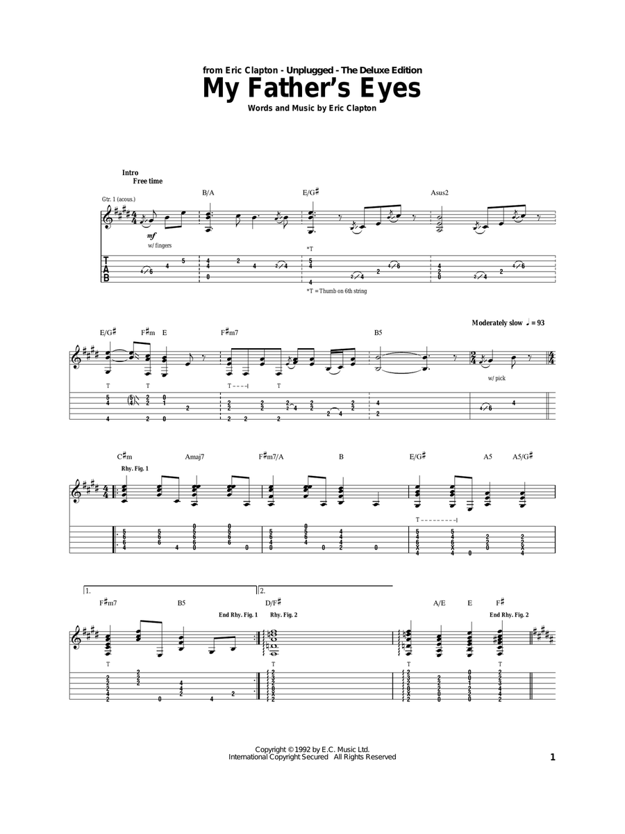 My Father's Eyes Acoustic Guitar scores gallery preview page 1