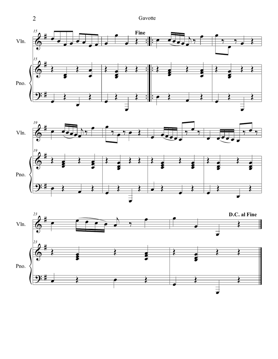 Gavotte Gavotte Violin Solo scores gallery preview page 2