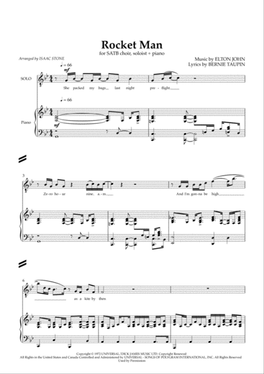 Rocket Man (i Think It's Gonna Be A Long Long Time) 4-Part scores gallery preview page 1