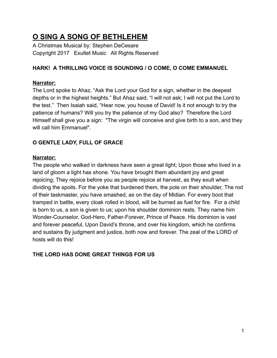 O Sing A Song Of Bethlehem (A Christmas Musical) 4-Part scores gallery preview page 2
