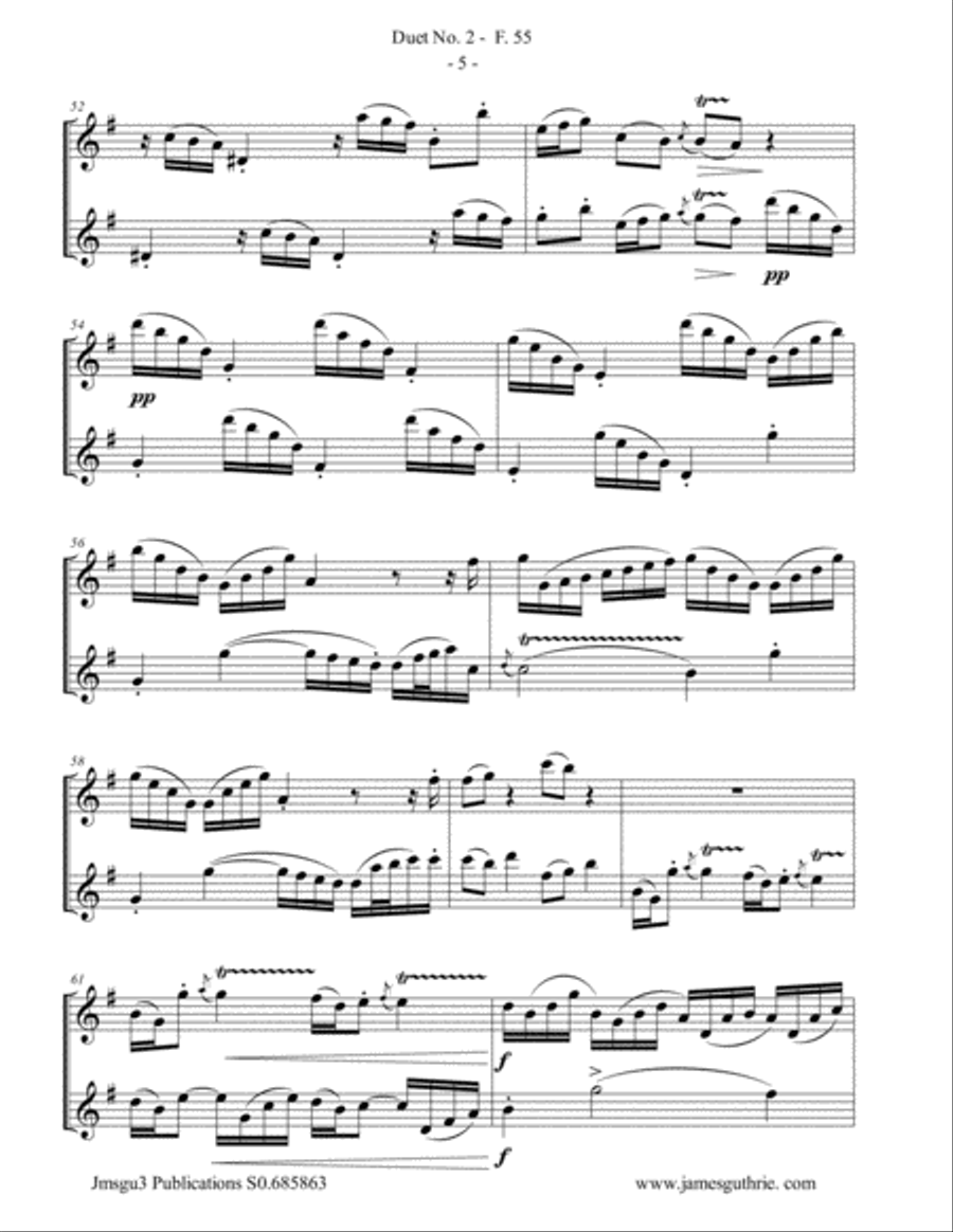 WF Bach: Duet No. 2 for Alto Flute Duo Flute Duet scores gallery preview page 5
