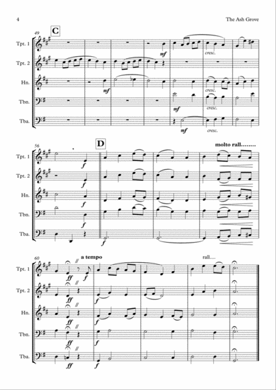 The Ash Grove (Llwyn Onn) Brass Quintet Brass Quintet scores gallery preview page 5