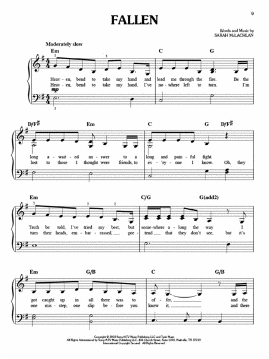 Sarah McLachlan Collection - Easy Piano Easy Piano scores gallery preview page 4