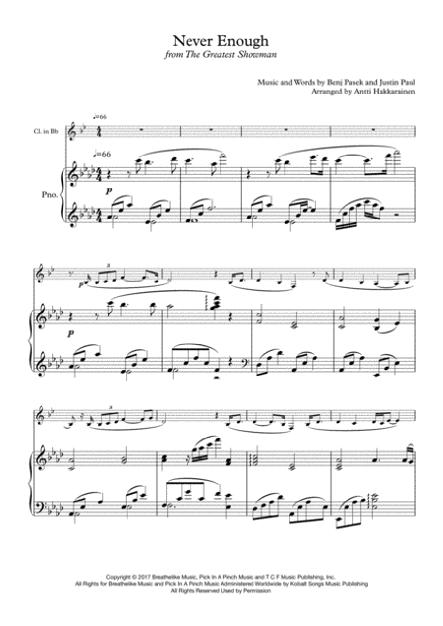 Never Enough Clarinet Solo scores gallery preview page 2