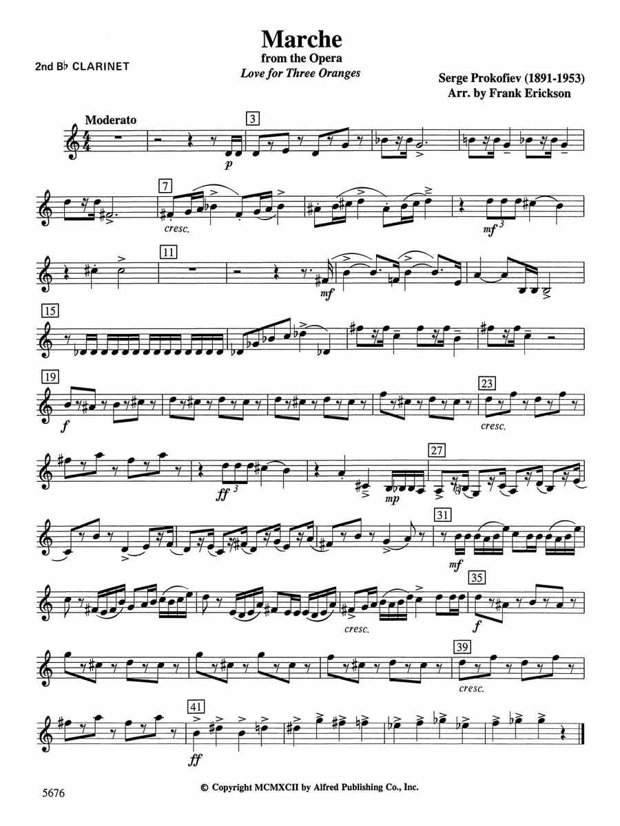March from the Opera Love for 3 Oranges: 2nd B-flat Clarinet