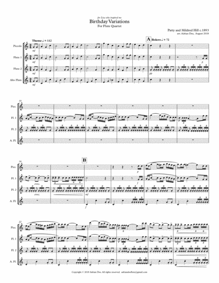 Birthday Variations (Flute Quartet) image number null