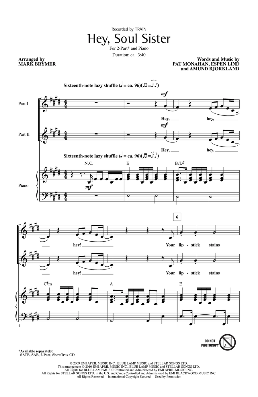 Hey, Soul Sister 2-Part scores gallery preview page 1