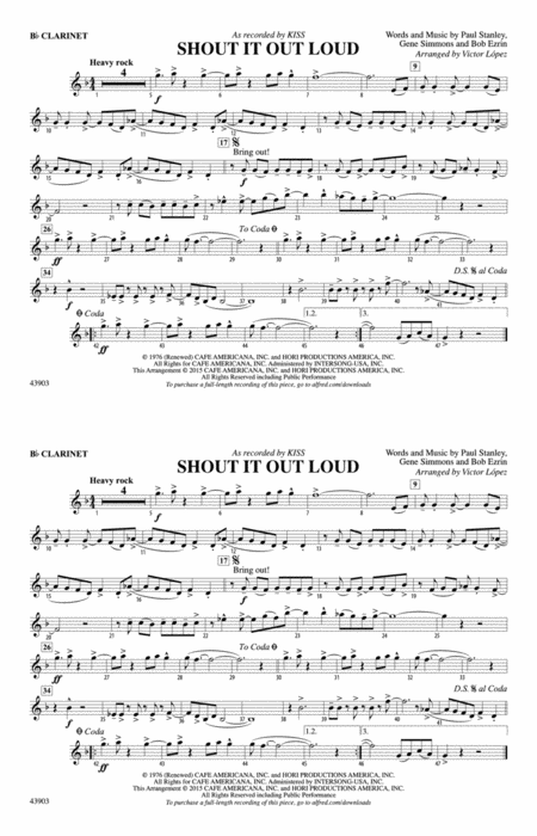 Shout It Out Loud: 1st B-flat Clarinet
