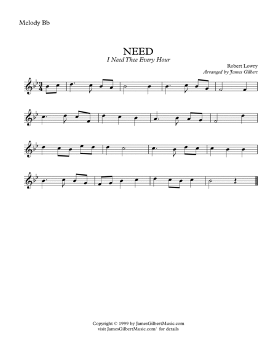 NEED (I Need Thee Every Hour) Small Ensemble scores gallery preview page 6