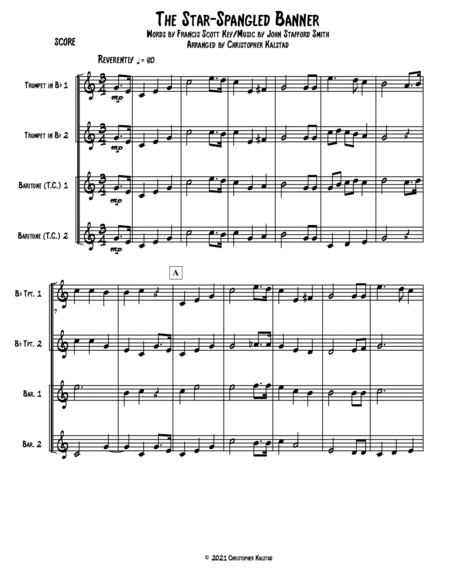 The Star-Spangled Banner (Brass Quartet - Trumpet 1 & 2, Baritone T.C. 1 & 2) image number null