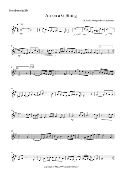 Air on a G String for Trombone in Bb and Piano image number null