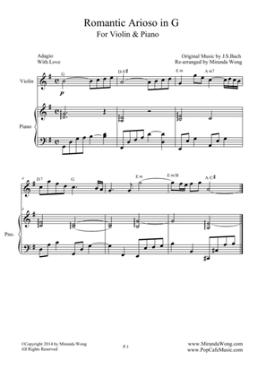 Book cover for Romantic Arioso in G - Violin and Piano (Romantic Version)