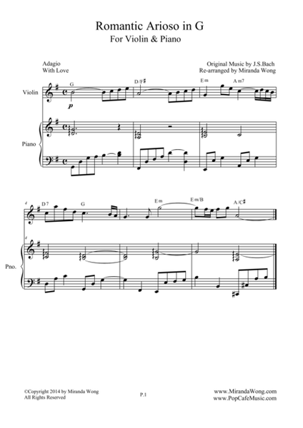 Romantic Arioso in G - Violin and Piano (Romantic Version) image number null