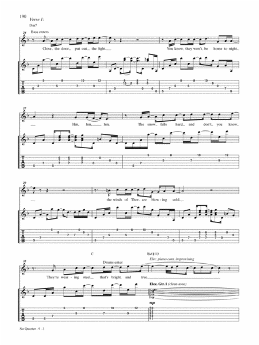 No Quarter Guitar Tablature scores gallery preview page 3