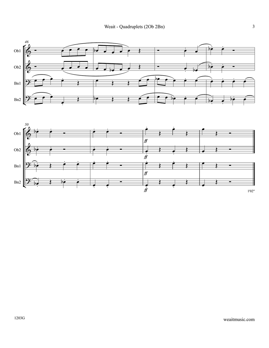 Quadruplets for 2 oboes & 2 bassoons (1'15) Woodwind Quartet scores gallery preview page 3