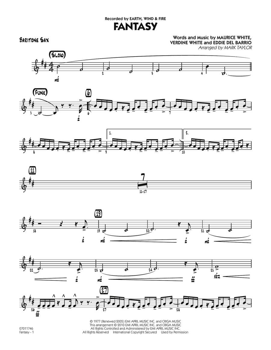 Fantasy - Baritone Sax Fantasy - Baritone Sax Jazz Ensemble scores gallery preview page 1